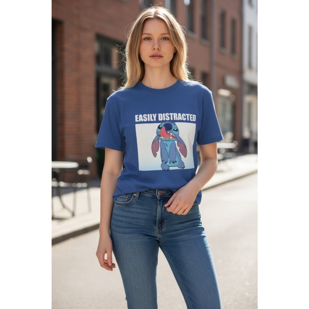 Disney Stitch Blue Short Sleeve Tee S Small NWOT